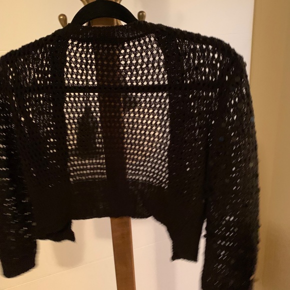 Black Mesh and Sequence Shrug / Bolero Womens Fits S/ M - Picture 2 of 3